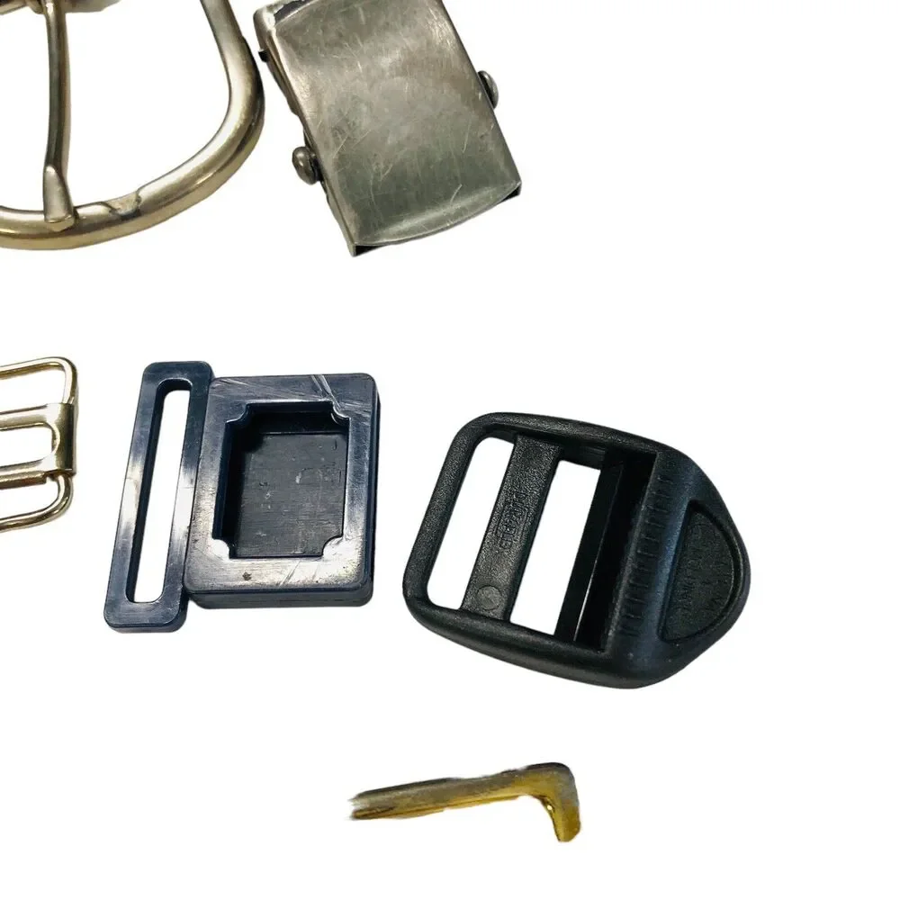 Belt Buckles Scarf Slides Vintage Lot of 39 Metal Plastic Cloth